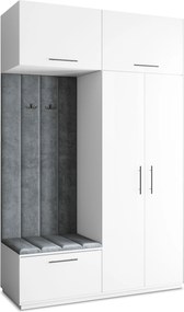 Masseno Garderoba REMA 150/240/60 cm Nowoczesna Szafa do Przedpokoju Biała, MONOLITH 85 (Szary)