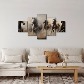 Obraz - Obraz olejny przedstawiający konie (125x70 cm)