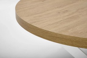 Stół okrągły rozkładany PERONI 100(250)x100 dąb złoty/biały HALMAR