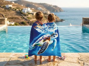 Szybkoschnący ręcznik plażowy XXL CHELONIA niebieski 150 x 210 cm, 100% mikrofibra
