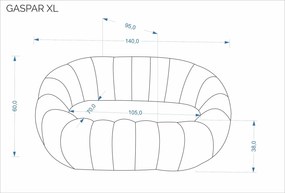 Sofa dwuosobowa Gaspar XL Halmar o obłym kształcie