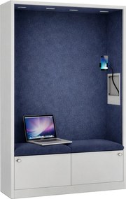Szafa akustyczna do biura i szkoły Sally MentalBox, 115 x 40 x 185 cm, szary/granatowy