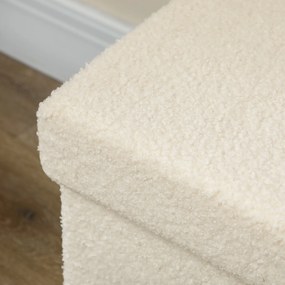 HOMCOM Stołek do przechowywania, ławka z miejscem i pokrywą do salonu, sypialni, przedpokoju, Kremowy