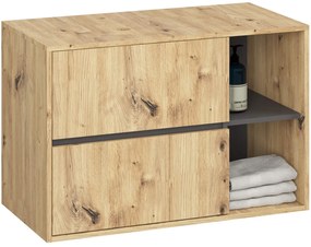 Wisząca szafka łazienkowa 90 cm dąb artisan + grafit szary E9-L14