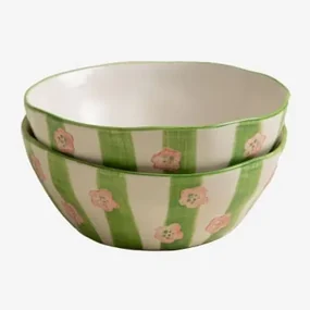 Zapakuj 2 Miski I Gres Ø13 Cm Marneda Multicolour Classic - Sklum