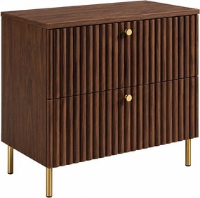 Szafka łazienkowa stojąca z blatem 80, dąb orzech + blat dąb orzech, uchwyty w trzech kolorach, nogi złote, 80 x 44,4 x 73,6 cm