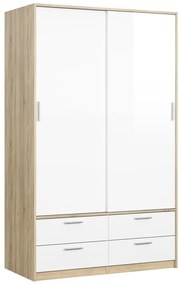 Biało-naturalna szafa w dekorze dębu z drzwiami przesuwnymi 121x200 cm Line – Tvilum