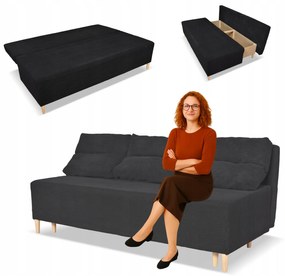 Kanapa sofa KIMO funkcja spania pojemnik Family Meble Anafi czarna sztruks