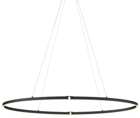 Designerska lampa wisząca czarna owalna 120 cm z LED z 3-stopniową regulacją ściemniania - Ovallo