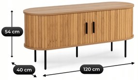 Szafka RTV do Salonu Dwudrzwiowa TRISH 120 cm Dąb Ryflowana Nowoczesna