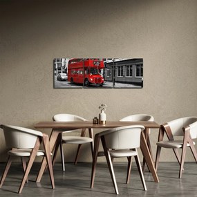 Obraz - Londyn z autobusem (z zegarem) (90x30 cm)