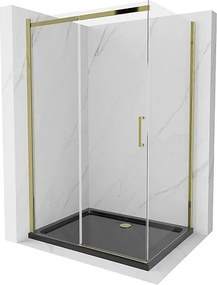 Mexen Omega kabina prysznicowa rozsuwana 120 x 80 cm, transparent, złota + brodzik Flat, czarny - 825-120-080-50-00-4070G