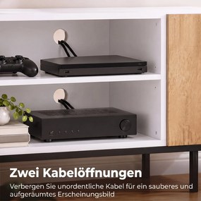HOMCOM Szafka RTV do telewizorów do 139,7 cm, nowoczesne TV-Lowboard z regulowanymi półkami, Biały | Aosom PL