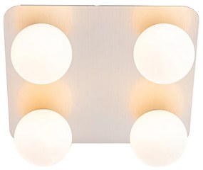 Zewnetrzna Nowoczesna lampa sufitowa do łazienki ze stali kwadratowa 4-punktowa - Cederic Nowoczesny Oswietlenie zewnetrzne