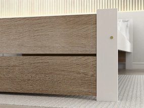 Łóżko IKAROS DOUBLE 90 x 200 cm, biały/dąb sonoma Stelaż: Bez stelaża, Materac: Bez materaca
