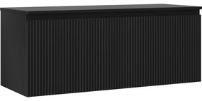 Mexen Rivel szafka łazienkowa podumywalkowa 120 cm z blatem, 1 szuflada, ryflowana , czarna mat - 91A20-12047-1-BFC71