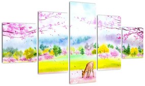 Obraz - Malowana sarna, akwarela (125x70 cm)