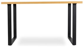 Zestaw Stół Prostokątny VETTEL 120 cm Dąb/Czarny i 4 Krzesła Tapicerowane do Salonu PERU Zielone Welurowe Nowoczesne Loft