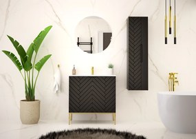 Szafka pod umywalkę wpuszczaną Aspen 08 czarny/złoty, 80 cm