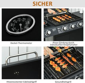 Outsunny Gril Gazowy Mały – Mały Gril Gazowy, Duży Gril Gazowy, Gril Gazowy Średni – Aosom PL