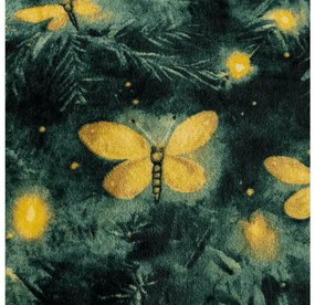 Mikropluszowy koc YELLOW BUTTERFLY, ciemnozielony Rozmiar: 160 x 200 cm