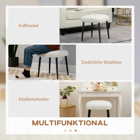 HOMCOM Pufa Kwadratowa do Makijażu Kaszmir Kremowobiały 42x42x47cm | Aosom PL