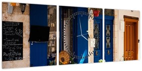 Obraz - Greckie posiedzenie (z zegarem) (90x30 cm)
