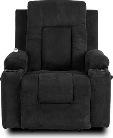 Fotel Masujący BOX 2 Rozkładany z Podnóżkiem Czarny Nowoczesny