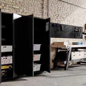 Metalowa szafa warsztatowa Bruno All Black 92x50x185 cm czarna