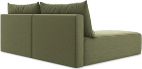 Zielony aksamitny rozkładany/ze schowkiem narożnik (lewostronny/z szezlongiem) Kalena – Makamii