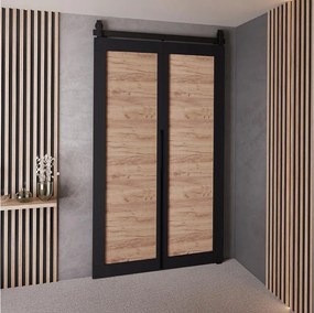 Drzwi Przesuwne QUDIO M1 Czarny + Dąb Craft Złoty 100