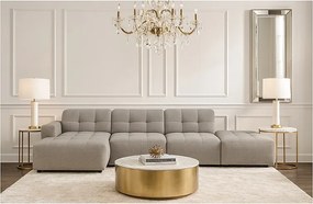 Narożnik z pufą lewostronny Bergamo B – tkanina Raven 7 szara, 341×166×70 cm