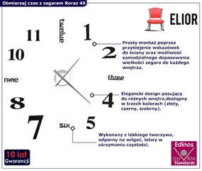 Stylowy czarny zegar ścienny 100cm - Roraz 4X