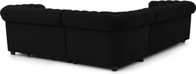 Czarny aksamitny rozkładany narożnik (prawostronny/w kształcie litery L) York Blik – Ropez