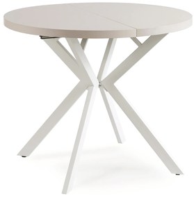 Stół Okrągły Rozkładany DORIAN 80-160 cm Kaszmir/Biały Nowoczesny