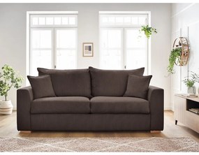 Brązowa sztruksowa rozkładana sofa 225 cm Augustin – Bobochic Paris