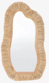 Lustro Ścienne O Nieregularnym Kształcie 60x105 Cm Z Drewna Dębowego I Rafii Melenis Miel - Sklum