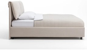 Beżowe tapicerowane łóżko podwójne z miejscem do przechowywania z materacem/kratką 180x200 cm Myra Pillow - Bonami Selection