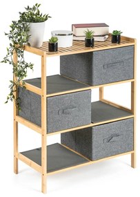 G21 Bambusowy regał z koszykami, 3 półki, szary, 3 piętra