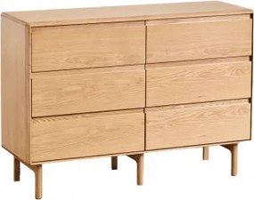 Komoda Z 6 Szufladami 120x40 Cm Z Drewna Treveris Roble - Sklum