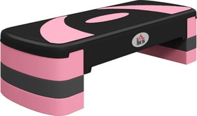 HOMCOM Stepper Aerobiczny, Regulowany, 80 x 31 x 10/15/20 cm, do 150 kg, Czarny/Różowy/Szary