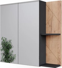 Szafka łazienkowa z lustrem antracyt/złoty dąb 80x17.2x75 irma