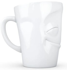 Biały zadowolony porcelanowy kubek z uchem 58products, 350 ml