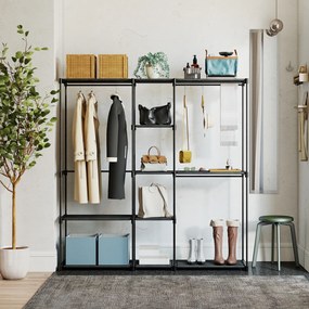 HOMCOM Szafa materiałowa z drążkiem na ubrania 182x43x185 cm Czarna | Aosom PL