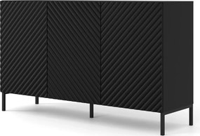 Komoda modern glamour czarny mat + czarne nóżki F9-A44