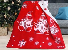 Koc RODZINNE SKRZATY 150x200 czerwony/biały Premium GRENO