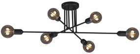 Czarna loftowa lampa sufitowa z odsłoniętymi żarówkami - A726-Kazasa