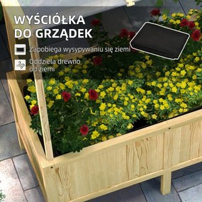 Outsunny Wysokie Łóżko Ogrodowe Drewniane z Tunel Foliowy Skrzynia na Rośliny 110x60x152cm Naturalne | Aosom PL