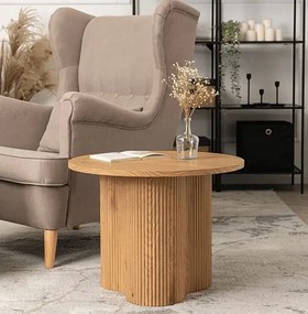 Okrągły designerski stolik kawowy dąb naturalny - Regan