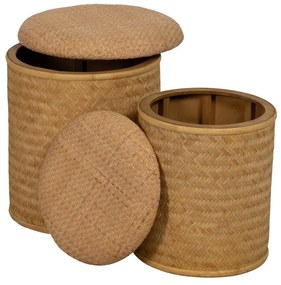 Pleciony puf w naturalnym kolorze Rattan – Ixia
